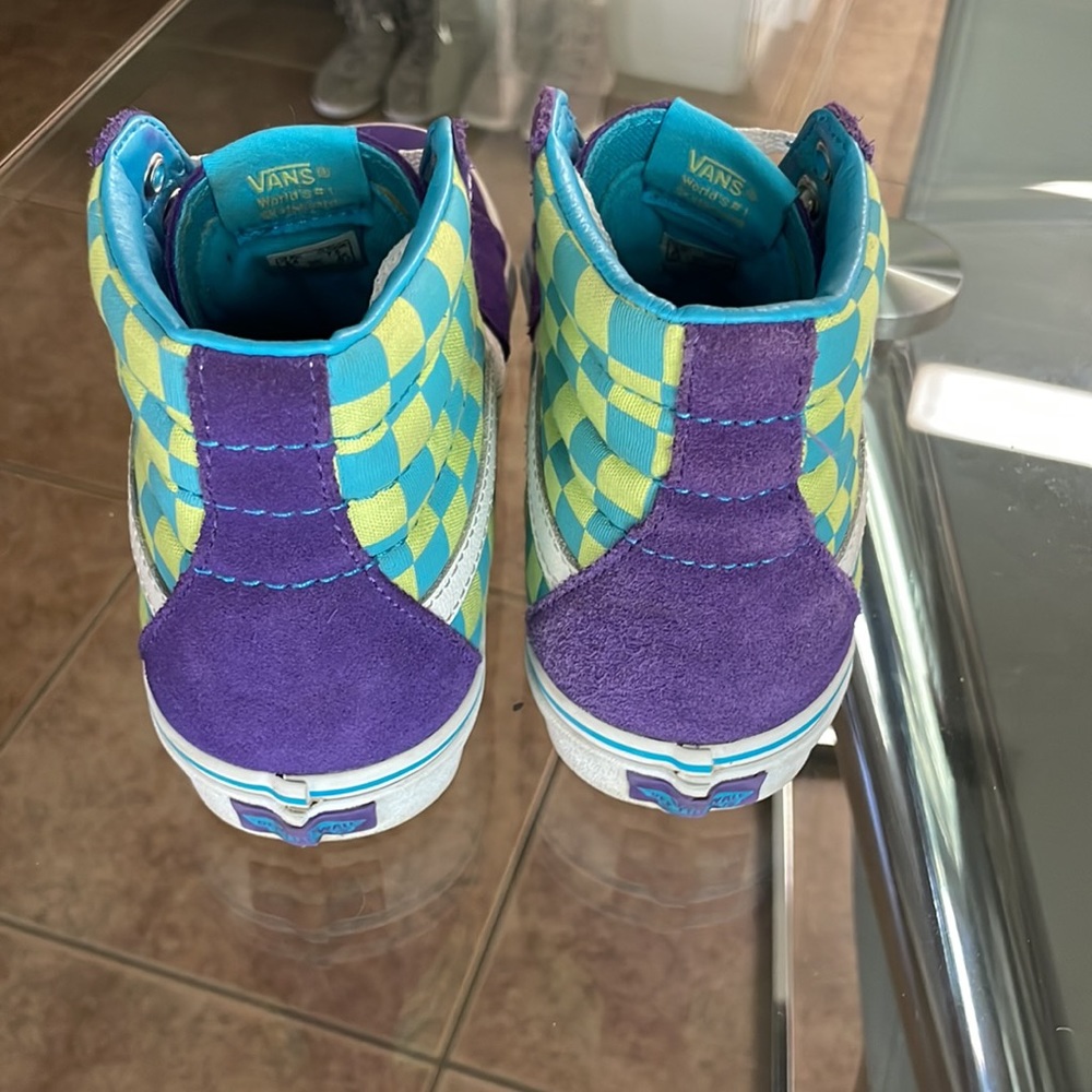 PURPLE WITH  CHECHERED GREEN VAN UNISEX M 5.5 W 7 - Picture 4 of 6